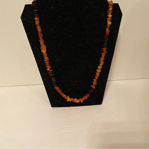 NECKLACE AMBER CHIPS HONEY GOLD AND CHERRY RED RUSTIC NATURAL BALTIC 24” - Picture 8 of 9